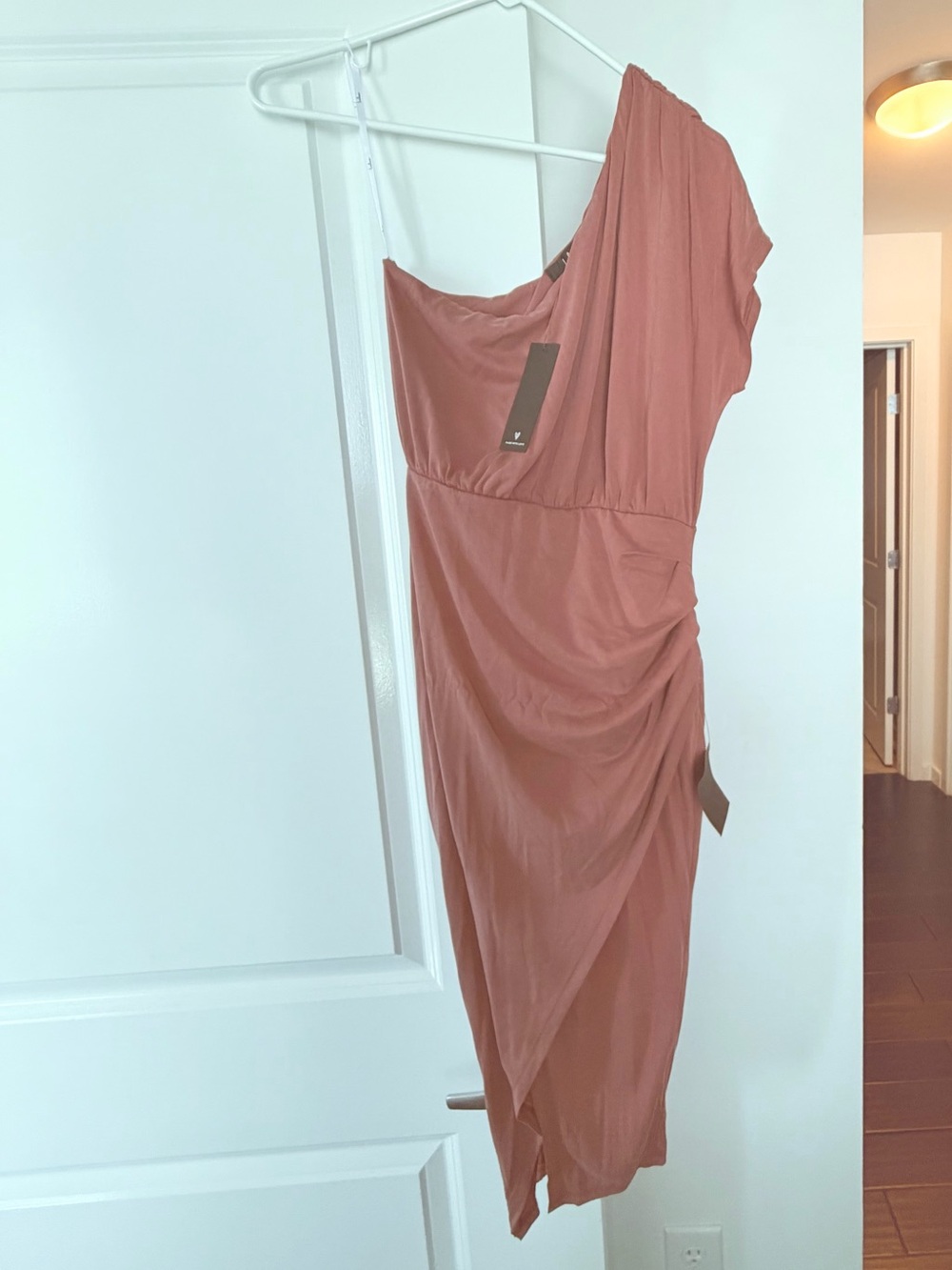 Lulu's One-Shoulder Rust Dress